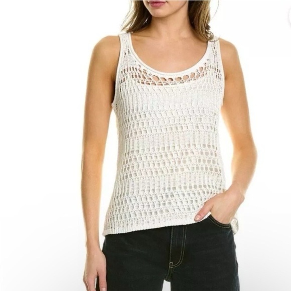 NWT Theory Ivory Tissage Open Lace Crocheted Tank Top Sz S